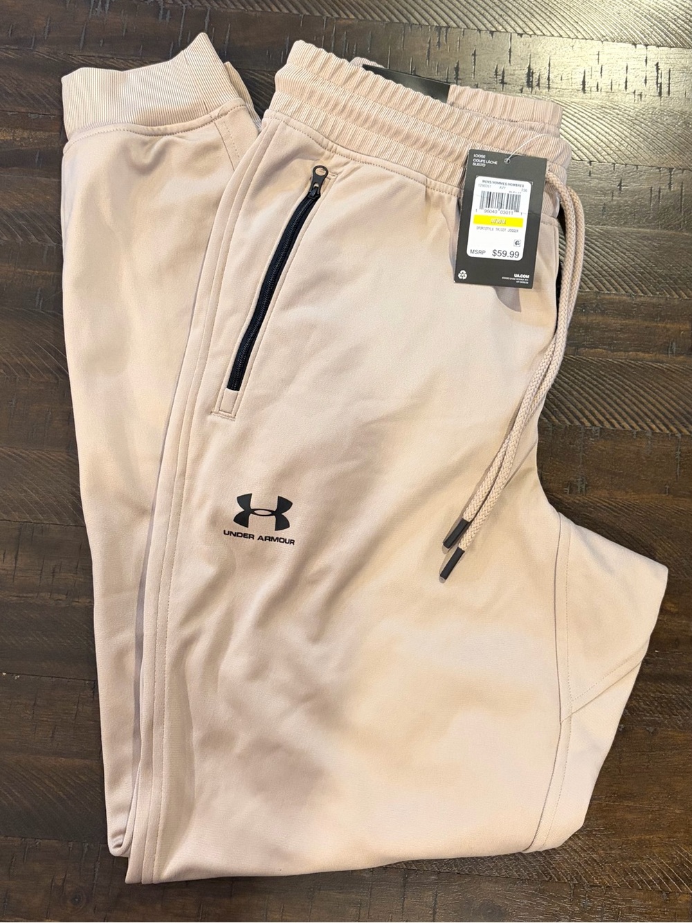 NWT Under Armour Men’s Sportstyle Tricot Jogger Pants - Tan/Beige - Size Medium